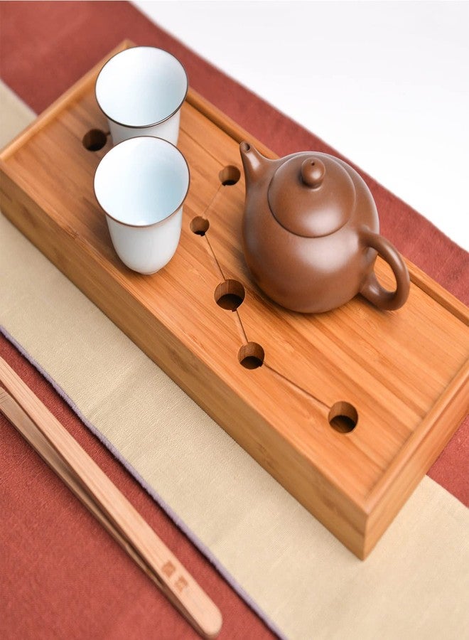 JIKUGO Seven Stars Bamboo Tea Tray 11.8x4.84x1.38in Gongfu Tea Tray Chinese Tea Set Japanese/Chinese Gongfu Tea Table Home Furnishing Serving Water Storage Bamboo Tea Table - Image 1